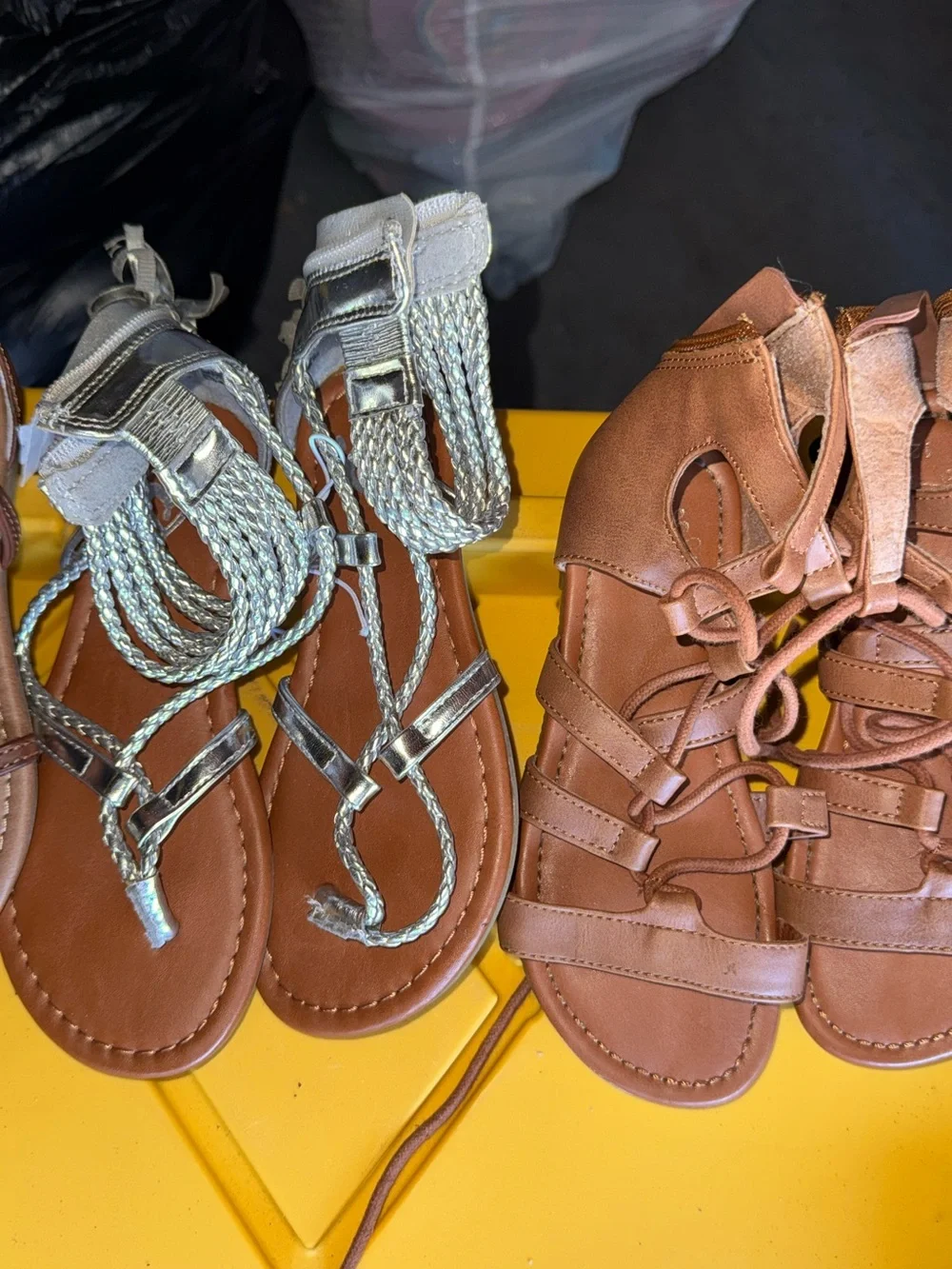 Justice Girls Brown and Silver Gladiator Sandals
